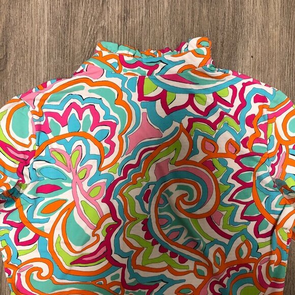 IBKUL Sun Protection Shirt UPF 50+ Women's Large Multicolor Floral Ruffle Top - Picture 8 of 11